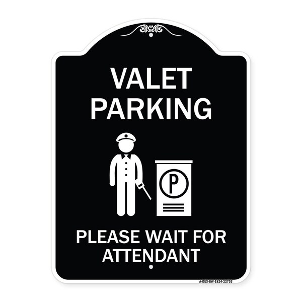 Valet Parking Please Wait for Attendant Heavy-Gauge Aluminum Sign, 24" x 18", BW-1824-22753